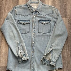 Ami Alexandre Mattiussi Men’s Denim Overshirt - Medium, Light Wash